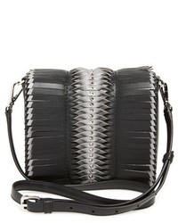 MCM Mona Metallic Fringe Leather Shoulder Bag Black