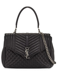 Saint Laurent Monogram Large Tri Quilt College Shoulder Bag Black