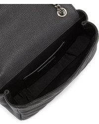 Saint Laurent Monogram Small Leather Flap Shoulder Bag Black