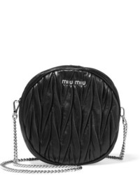 Miu Miu Moon Matelass Leather Shoulder Bag Black