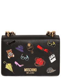 Moschino Iconic Pins Leather Shoulder Bag