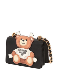 Moschino Teddy Bear Tab Leather Shoulder Bag