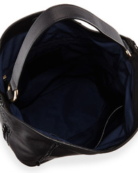 Cole Haan Nickson Whipstitch Trim Leather Hobo Bag Black