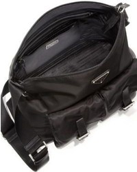 Prada Nylon Leather Zip Messenger Bag