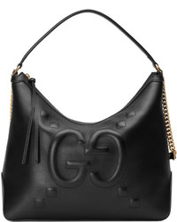 Gucci Original Large Leather Embossed Gg Hobo Bag