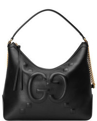 Gucci Original Large Leather Embossed Gg Hobo Bag