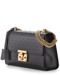 Gucci Padlock Gg Medium Leather Shoulder Bag Black