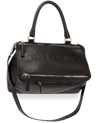 Givenchy Pandora Medium Debossed Leather Satchel Bag Black