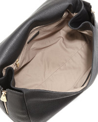 Versace Pebbled Leather Satchel Bag Black