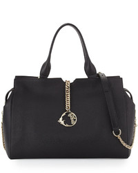 Versace Pebbled Leather Shoulder Bag Black