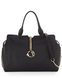 Versace Pebbled Leather Shoulder Bag Black
