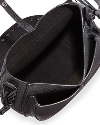 Rebecca Minkoff Pebbled Leather Studded Saddle Bag Black