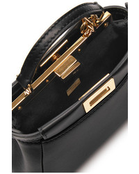 Fendi Peekaboo Micro Leather Shoulder Bag Black