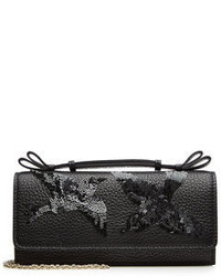 RED Valentino Red Valentino Textured Leather Shoulder Bag With Sequins