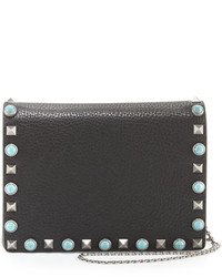 Valentino Rolling Rockstud Flap Pouch Bagwallet On Chain Black