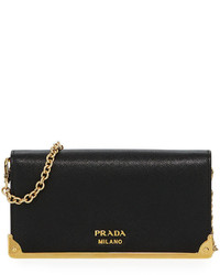 Prada Saffiano Full Flap Metal Bar Mini Bag