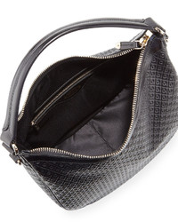 Tod's Signature Embossed Leather Hobo Bag Black