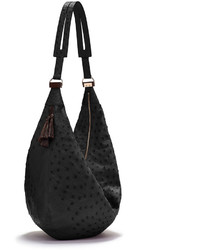 The Row Sling 15 Ostrich Leather Hobo Bag Black