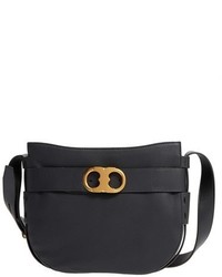 Tory Burch Small Gemini Belted Leather Hobo Black