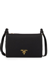 Prada Small Leather Double Gusset Shoulder Bag