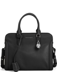 Alexander McQueen Small Padlock Calfskin Leather Duffel Bag Black