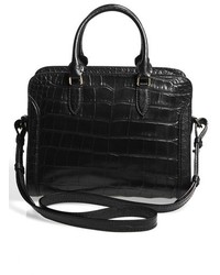 Alexander McQueen Small Padlock Croc Embossed Leather Duffel Bag
