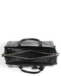 Alexander McQueen Small Padlock Croc Embossed Leather Duffel Bag