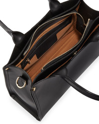 Neiman Marcus Smooth Leather Cutout Satchel Bag Black