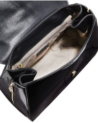 Versace Smooth Leather Satchel Bag Black