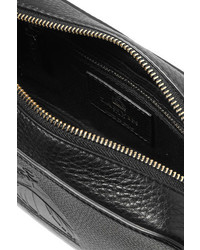 Lanvin So Embossed Textured Leather Shoulder Bag Black