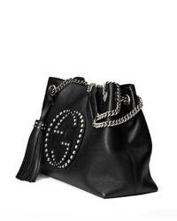 Gucci Soho Chain Strap Studded Leather Shoulder Bag Black