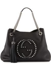 Gucci Soho Chain Strap Studded Leather Shoulder Bag Black