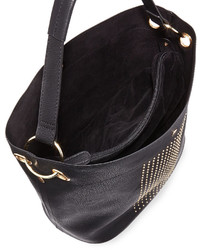 Neiman Marcus Sophia Studded Faux Leather Hobo Bag Black