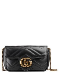 Gucci Supermini Gg Marmont 20 Matelasse Leather Shoulder Bag