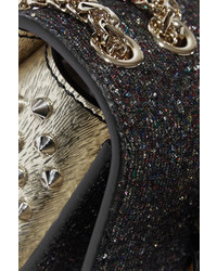 Christian Louboutin Sweet Charity Mini Studded Glittered Leather Shoulder Bag Black