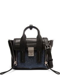 3.1 Phillip Lim The Pashli Mini Textured And Stingray Effect Leather Trapeze Bag Black