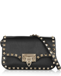 Valentino The Rockstud Leather Shoulder Bag Black