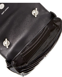 Saint Laurent V Flap Patent Leather Mini Shoulder Chain Bag Black