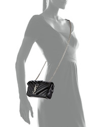 Saint Laurent V Flap Patent Leather Mini Shoulder Chain Bag Black