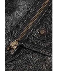 Balenciaga Velo Textured Leather Shoulder Bag Black