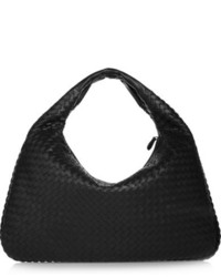 Bottega Veneta Veneta Large Intrecciato Leather Shoulder Bag Black