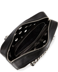 Prada Vitello Daino Perforated Chain Shoulder Bag Black