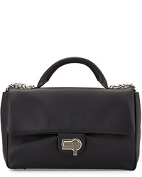 Charles Jourdan Vogue Flap Top Leather Shoulder Bag Black