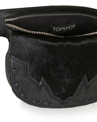 Topshop Western Leather Calf Hair Belt Bag