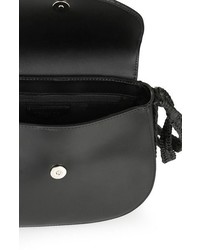 Topshop Woven Strap Leather Saddle Bag