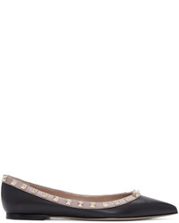 Valentino Black And Pink Garavani Rockstud Flats