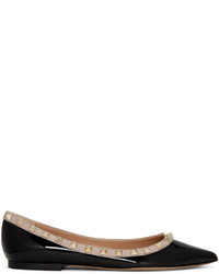 Valentino Black Garavani Patent Rockstud Ballerina Flats