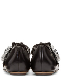 Simone Rocha Black Leather Beaded Flats