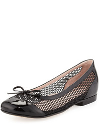 Taryn Rose Blanche Cap Toe Net Ballerina Flat Black