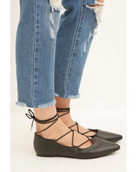 Forever 21 Faux Leather Lace Up Flats